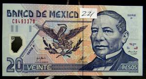 lot 221 image: Mexico Banknote P116a 20 Pesos 17.5.2001 Serie P