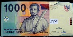 lot 224 image: Indonesia P-141 1000 Rupiah Year 2000 (2001) Volcano Uncirculated Banknote