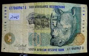 lot 240 image: South Africa,10 Rand Banknote 1993 Choice Circulated Condition