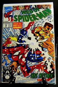 lot 296 image: MARVEL - APRIL 1991 #75 WEB OF SPIDERMAN  ART ATTACK - SLEEVED & BOARDED
