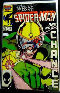 lot 313 image: MARVEL JUNE 1986 #15  WEB OF SPIDERMAN AND NOW CHANCE