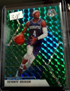 lot 318 image: 2019-20 Panini Mosaic Devonte Graham Green Prizm Card #62 Charlotte Hornets - NMMT