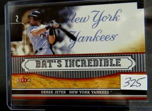 lot 325 image: DEREK JETER 2002 Fleer Genuine Bats Incredible #13 Yankees HOFer
