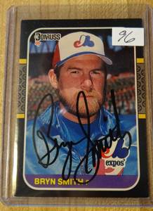 lot 96 image: 1987 Donruss- Montreal Expos Bryan Smith Autograph Signed Baseball Card