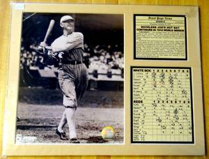 lot 252 image: SHOELESS JOE JACKSON - Matted 11 x 14 photo, bio, and game stats from 1919 World Series Game.