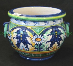lot 10 image: Italian ceramic fiore Cachepot 10 tall x 12.5 wide