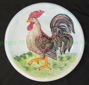 lot 11 image: Tuscan rooster decor plate italian ceramic, 17 wide
