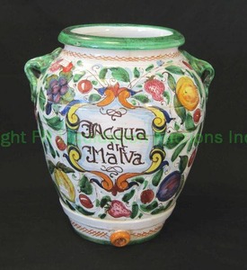 lot 22 image: Acqua de Malva Deruta urn Italian ceramic, 12 tall x 10 at widest point