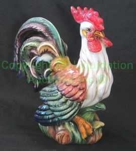 lot 27 image: Tuscan Gallo rooster italian ceramic, 16 tall x 14 long