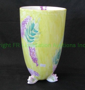 lot 40 image: Artist signed Italian terra cotta ceramic volute wine cooler, 11.5 tall x 7 at widest point