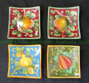 lot 43 image: Italian ceramic Frutta square salad plates, 7 x 7. Bid is times the quantity