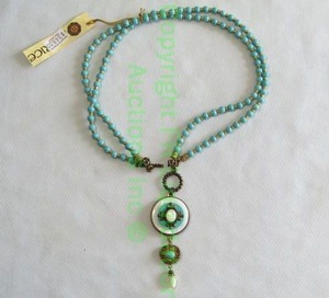 lot 232 image: Italian made mother of pearl on synthetic turquoise necklace