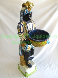 lot 56 image: Italian ceramic Moorish statue cachepot, 40 tall
