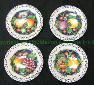lot 154 image: Italian ceramic fruta decor plate set. bid is times the quantity