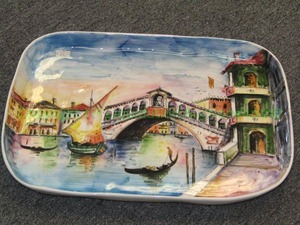 lot 182 image: Artist signed Italian ceramic Venetian center piece platter