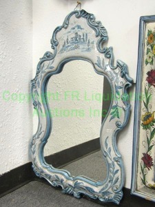 lot 185 image: Italian ceramic Baroque mirror with raised scrolls, 32 tall x 20 wide