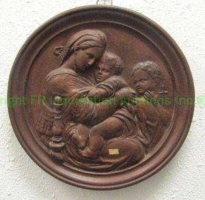 lot 168 image: Italian ceramic Madonna & children wall decor, 16 wide