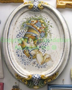 lot 188 image: Italian ceramic cherubino wall decor, 24 tall x 21 wide