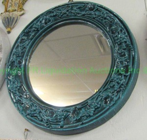 lot 202 image: Italian ceramic uva theme wall decor mirror, 18.5 wide