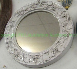 lot 203 image: Italian ceramic uva theme wall decor mirror, 18.5 wide
