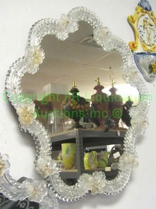 lot 205 image: Classic Murano glass Catron fiore wall mirror, 20 tall x 18 wide