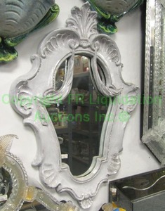lot 206 image: Italian ceramic Baroque mirror with raised scrolls, 26 tall x 18 wide