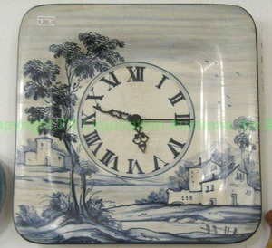 lot 201 image: Tuscan country side Italian ceramic wall decor clock, 11.5 x 11.5