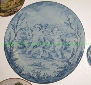 lot 171 image: Italian ceramic cherub decor wall plate, 15 wide