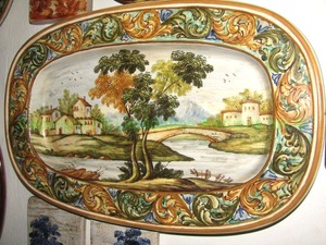 lot 193 image: Tuscan country Italian ceramic wall decor platter, 23 x 14