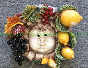 lot 159 image: Italian ceramic Bacchus fruta mask wall decor