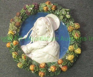 lot 157 image: Italian ceramic Della Robbia Madonna wall decor
