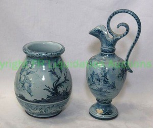 lot 79 image: Studio Ernan Ceramiche Albisola Italian ceramic carafe and vase, bid is times the quantity