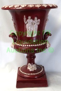 lot 86 image: Wedgewood style Italian ceramic pedestal vase, 23 tall x 9.5 wide