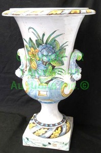 lot 70 image: Italian ceramic fiori pedestal vase, 25 tall