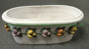 lot 99 image: Italian ceramic Frutta theme planter, 10 tall x 14 wide x 27 long