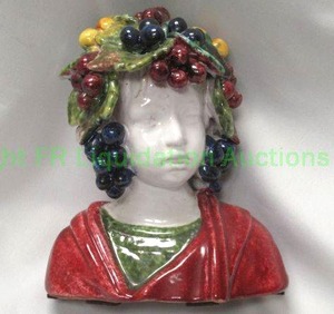 lot 250 image: Italian ceramic bacchus bust, 7 tall
