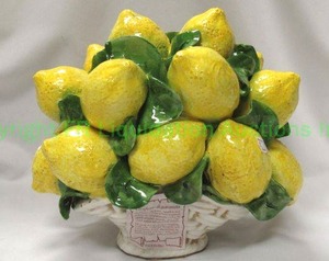 lot 249 image: Italian ceramic Limone cestino center piece, 8 tall x 9 wide