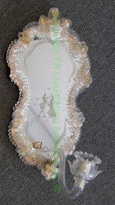 lot 103 image: Genuine Murano glass Catron fiore applique wall sconce mirror, 19 tall x 12 wide