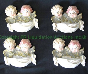 lot 424 image: Italian ceramic cherubino wall decor set, 6 x 6each
