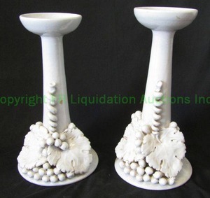lot 268 image: Italian ceramic uva bianca candle holders. 15.5 tall