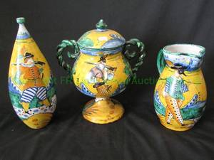 lot 291 image: Otello Dolfi montelupo Italian ceramic sugarcreamer set