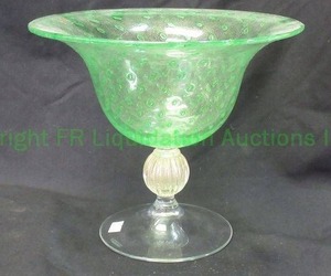 lot 134 image: Murano vetro artistico hand blown glass compote, 8 tall