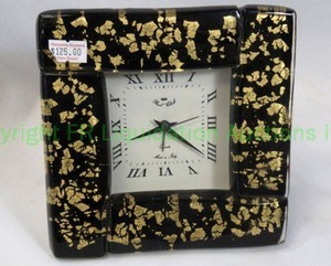 lot 146 image: Italian art glass framed desk clock, 6 x 6