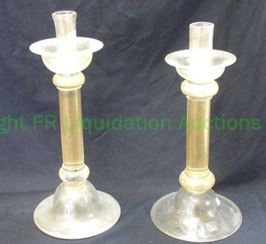 lot 123 image: Murano glass vetro artisco luxury candle holders, 14.5 tall. Bid is times the quantity