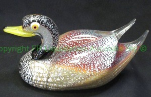 lot 235 image: Murano hand blown glass anatra maschio drake, 7.5 long x 4 tall