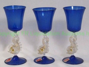 lot 239 image: Murano hand blown glass baldese goblets, 5.5 tall. bid is times the quantity