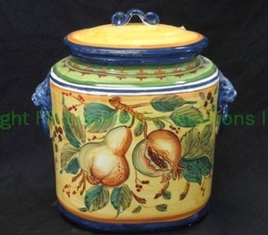 lot 108 image: Ammannati Italian ceramic biscotti canister, 11 tall x 11 wide
