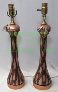 lot 266 image: Susan Goldstick blushing babe table lamps, 20 tall, bid is times the quantity