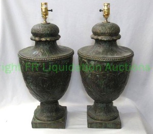 lot 265 image: Tuscan urn lamp set, 26 tall, bid is times the quantity