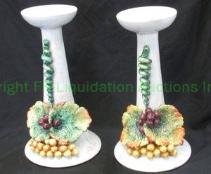 lot 271 image: Italian ceramic uva La Torre candle holders. 15.5 tall